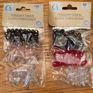 Crafters Square Iridescent Beads Collection - Black, Pink, Clear